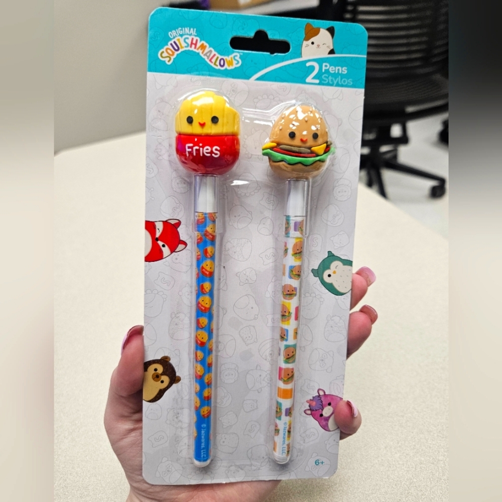 NWT Squishmallows Fries and Burger Set Of 2 Pens Black Ink Food Squad